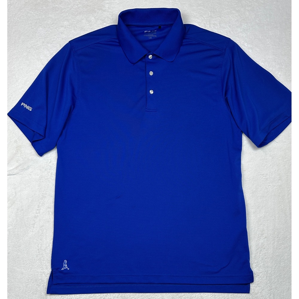 Ping Mens Large Royal Blue‎ Micro Stripe Short Sleeve Golf Polo Shirt RN128193